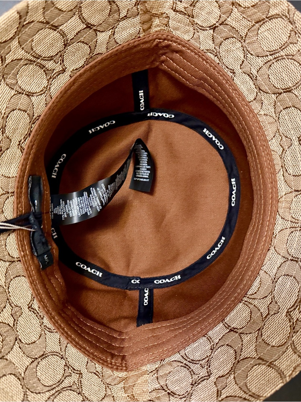 Coach Signature Jacquard Bucket Hat - Khaki/Brown - Picture 7 of 8